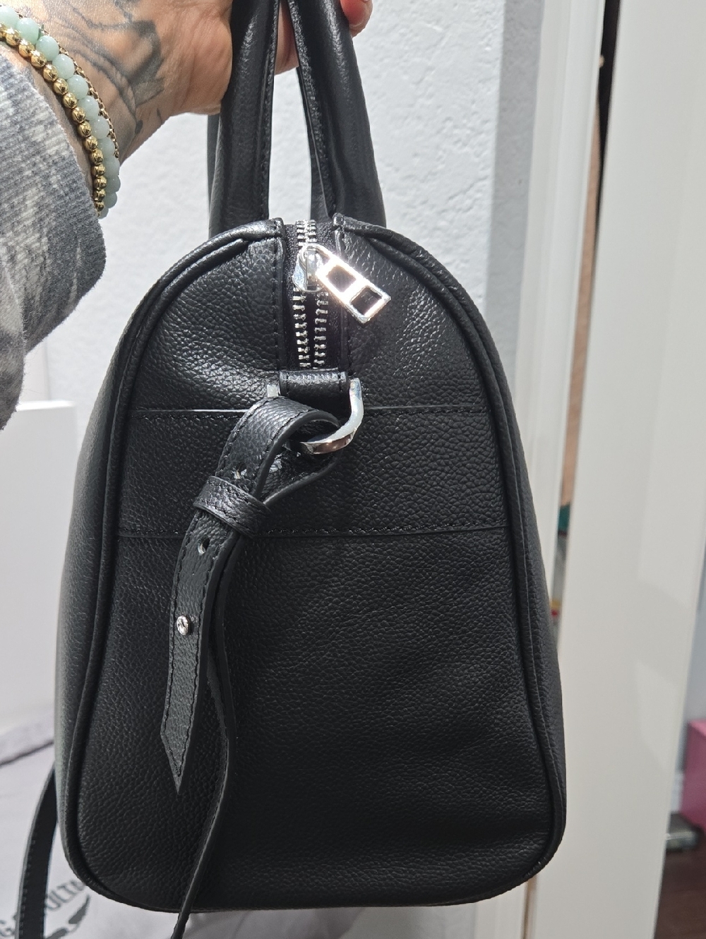 Zadig & Voltaire Black Pebbled Leather Satchel with Studded Detachable Strap - Picture 5 of 9